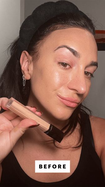 Selfie of Commerce writer Lily Wohlner before applying the Hourglass Vanish Concealer