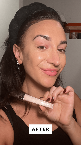 Selfie of Commerce writer Lily Wohlner after applying the Hourglass Vanish Concealer