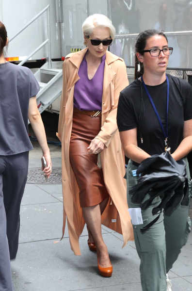 Meryl Streep as Miranda Priestly filming Devil Wears Prada 2