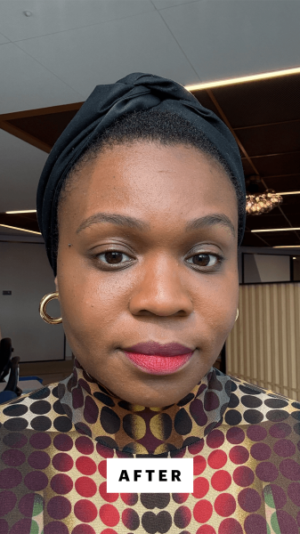Selfie of Editorinchief Jessica Cruel after applying the Hourglass Veil Hydrating Skin Tint
